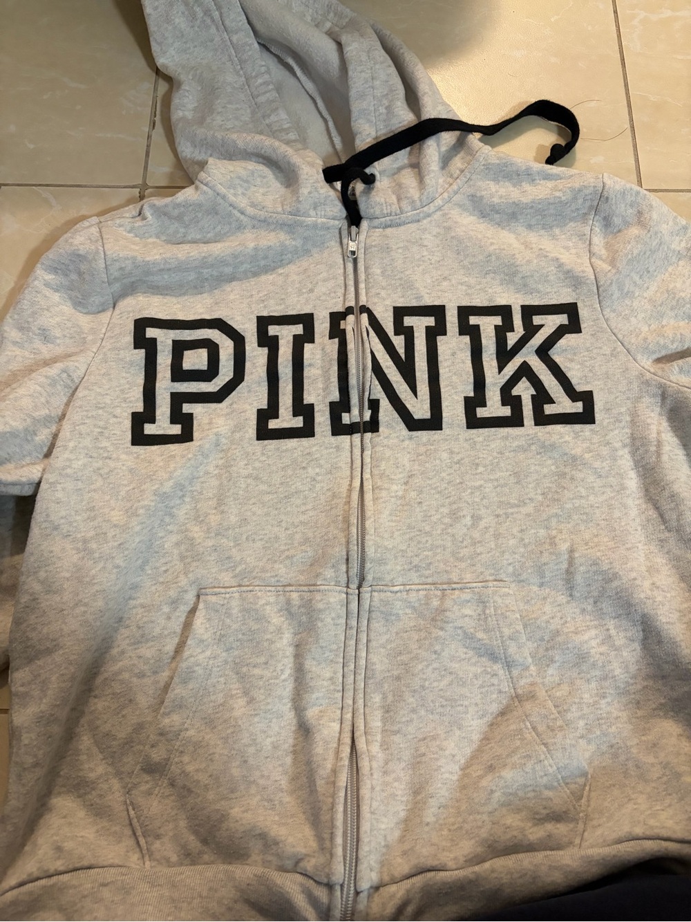 PINK Victoria's Secret Light Gray Zip Hoodie